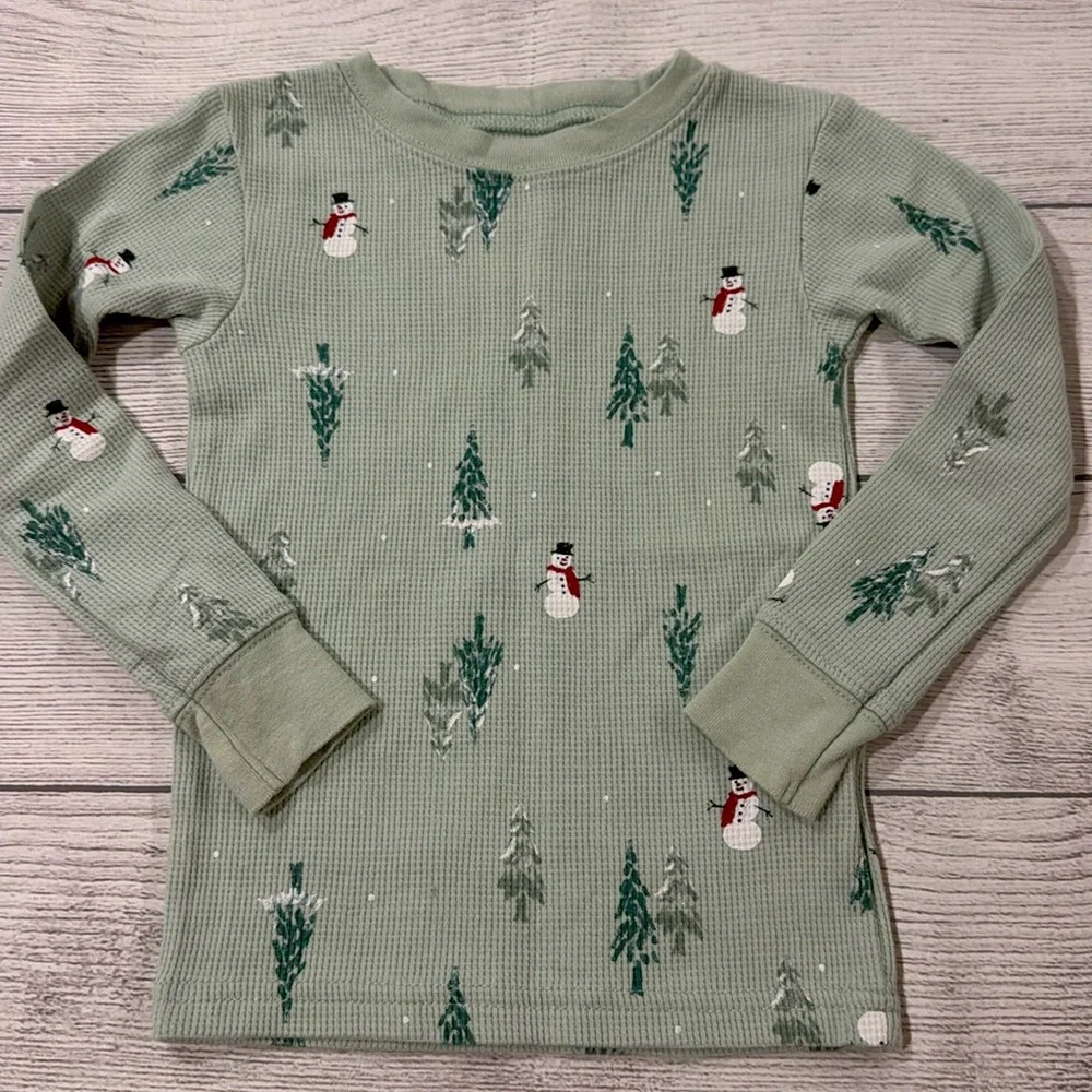 Carter's Toddler Girls Green Snowman Pajama Set